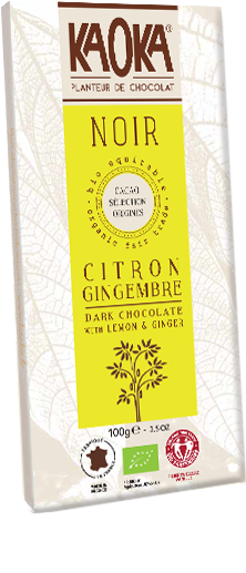 Dark Chocolate Lemon Ginger Organic FairtradeKAOKA